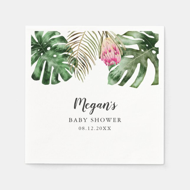 Serviette En Papier Aquarelle du Baby shower d'été tropical (Devant)