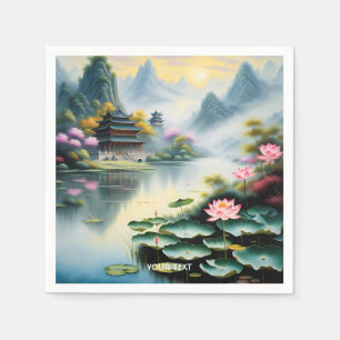 Serviette En Papier Aquarelle du lac chinois mignonne Imaginaire