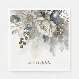 Serviette En Papier Aquarelle du Parti Argent Golden White Roses Fleur