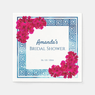 Serviette En Papier Aquarelle Élégance Grecque + Baby Shower Rose pour
