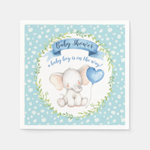 Serviette En Papier Aquarelle Elephant Baby shower bleu NAPKIN