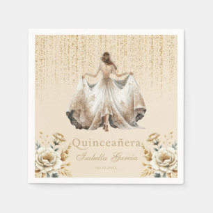 Serviette En Papier Aquarelle en or ivoire Quinceañera