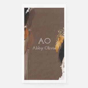 Serviette En Papier Aquarelle en or noir beige Brown