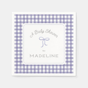 Serviette En Papier Aquarelle En vichy Baby shower pourpre