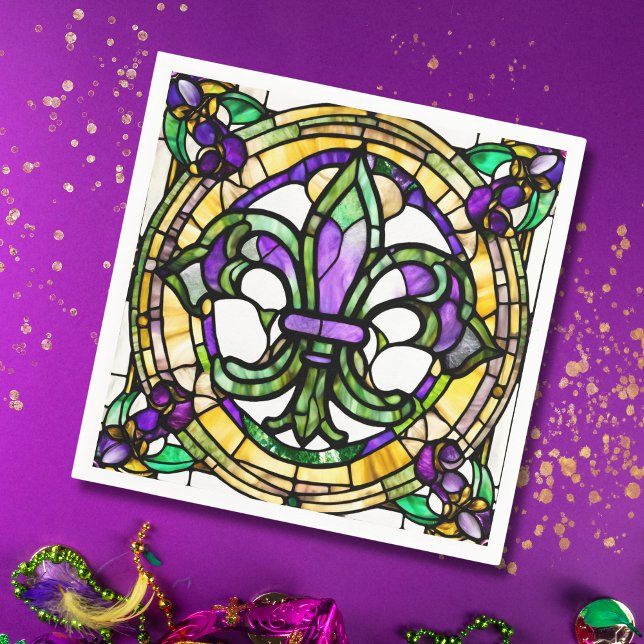 Serviette En Papier Aquarelle esthétique Mardi Gras Fleur De Lis (Créateur téléchargé)