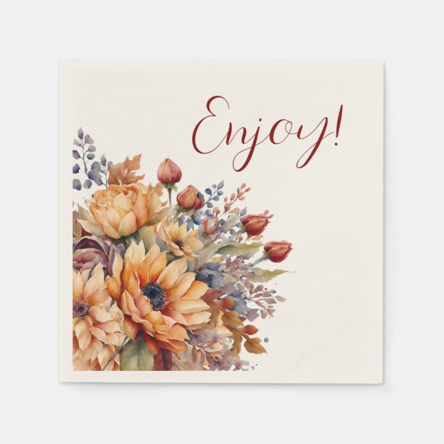 Serviette En Papier Aquarelle et Fleurs-Profitez-en- (Devant)