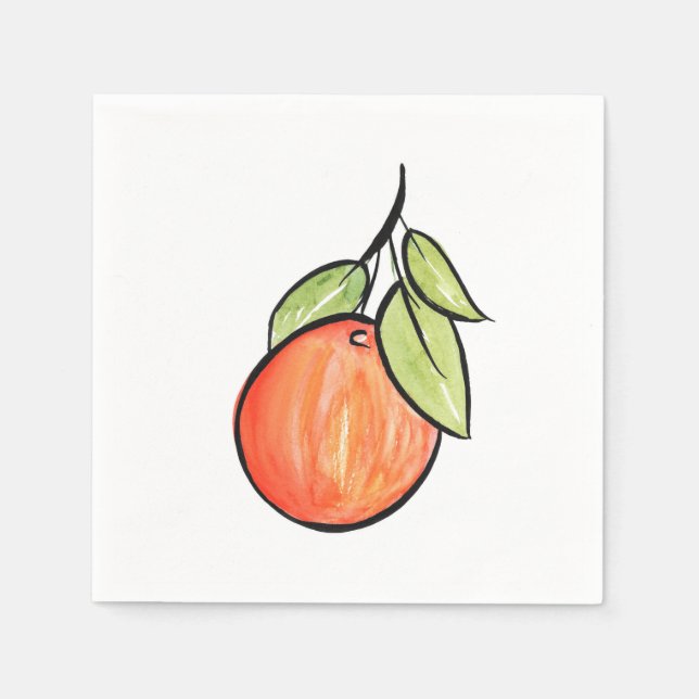 Serviette En Papier Aquarelle et orange d'encre (Devant)