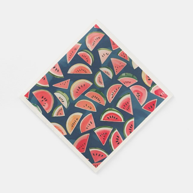 Serviette En Papier Aquarelle été Watermelon Slices Patten (Coin)