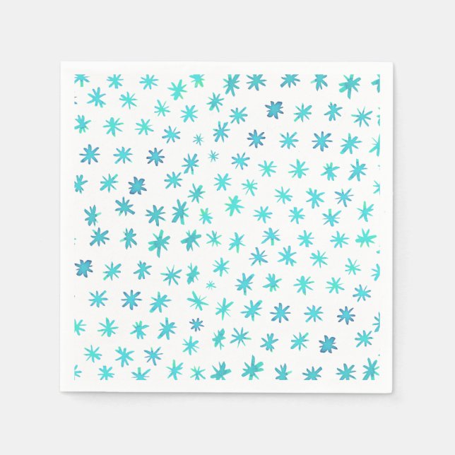 Serviette En Papier Aquarelle étoile - turquoise (Devant)