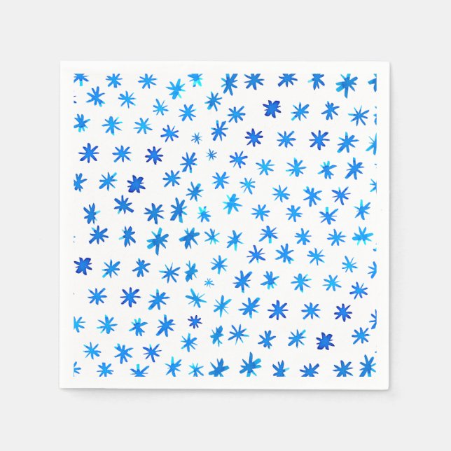 Serviette En Papier Aquarelle étoilée - bleu (Devant)