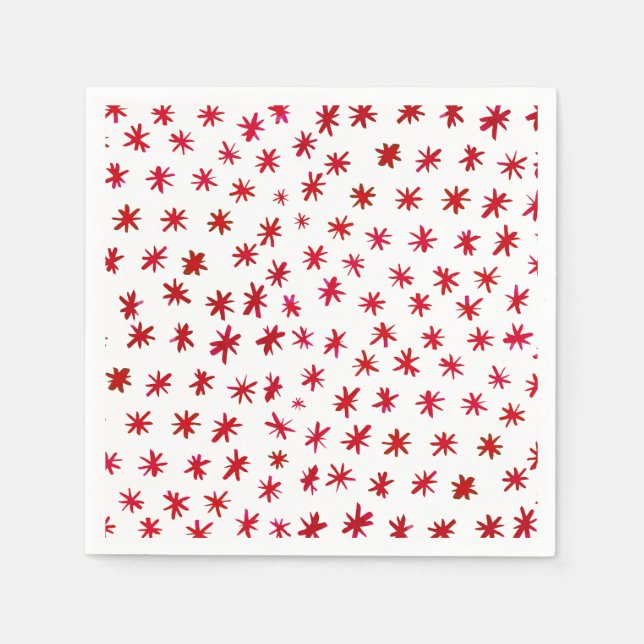 Serviette En Papier Aquarelle étoilée - rouge (Devant)