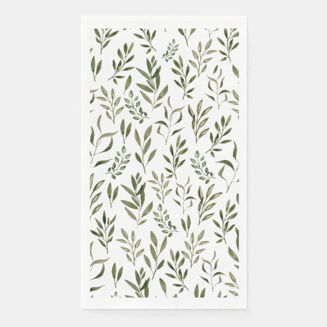 Serviette En Papier Aquarelle Eucalyptus Motif Feuille (Devant)