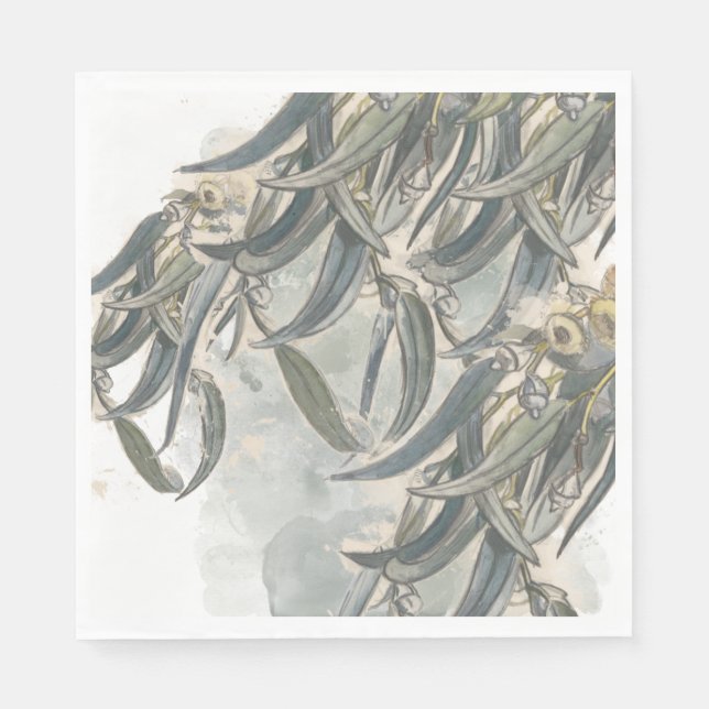 Serviette En Papier Aquarelle Eucalyptus Verdure Feuille (Devant)