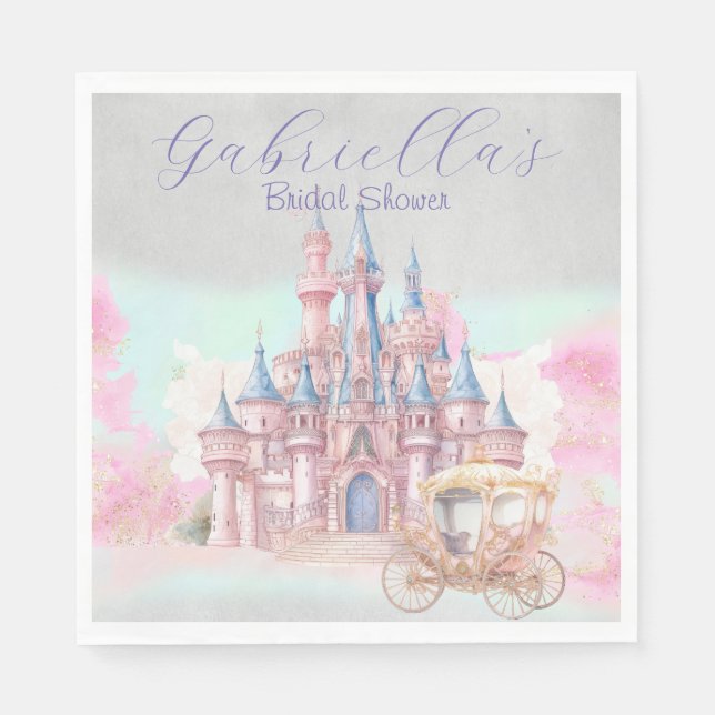 Serviette En Papier Aquarelle Fairy Tale Theme Château & Carrières (Devant)