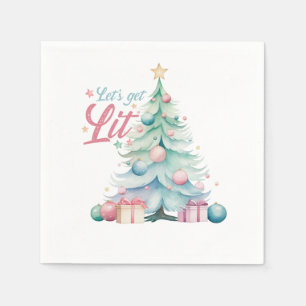 Serviette En Papier Aquarelle Faisons un sapin de Noël