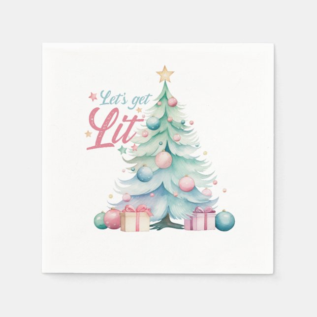 Serviette En Papier Aquarelle Faisons un sapin de Noël (Devant)