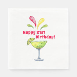 Serviette En Papier Aquarelle festive Margarita | 21e anniversaire