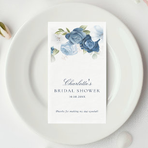 Serviette En Papier Aquarelle Fête des mariées florale bleu foncé