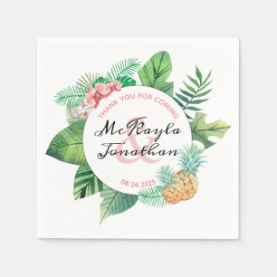 Serviette En Papier Aquarelle Feuille d'orchidée Mariage tropical