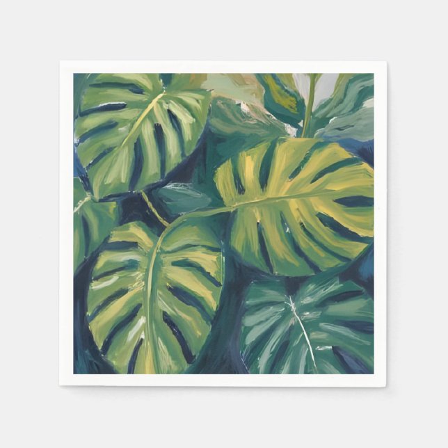 Serviette En Papier Aquarelle Feuille Monstera (Devant)