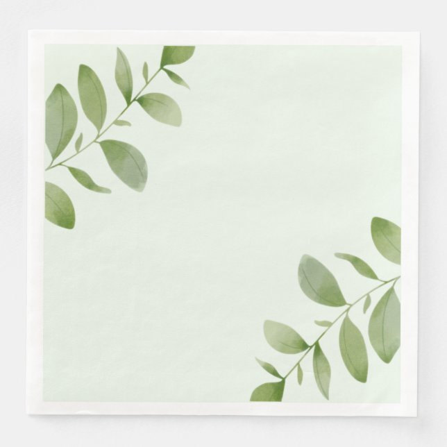 Serviette En Papier Aquarelle feuille rustique Napkin (Devant)
