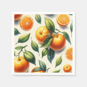 Serviette En Papier Aquarelle Feuilles d'Orange Citronnées Mariage