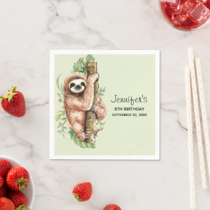 Serviette En Papier Aquarelle fine et Feuilles tropicaux Anniversaire