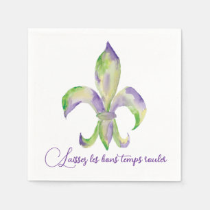 Serviette En Papier Aquarelle Fleur de Lis de Mardi Gras