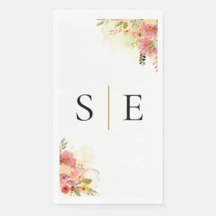 Serviette En Papier Aquarelle Fleur sauvage Floral Élégant Monogramme