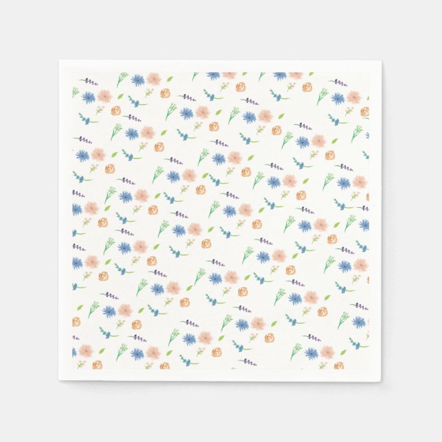 Serviette En Papier Aquarelle Fleur sauvage Pastel Motif peint (Devant)