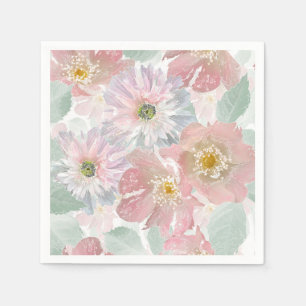 Serviette En Papier Aquarelle fleurs délicates.