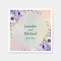aquarelle fleurs violet élégant script mariage