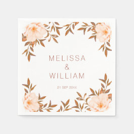 Serviette En Papier Aquarelle Floral Automne Mariage ivoire