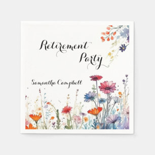 Serviette En Papier Aquarelle Floral Élégant Parti de retraite