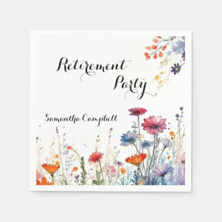 Serviette En Papier Aquarelle Floral Élégant Parti de retraite