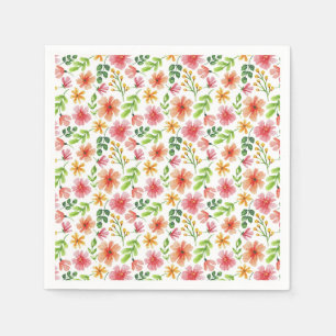 Serviette En Papier Aquarelle Floral Fleurs roses Motif-69677