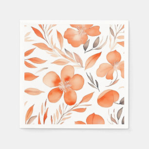 Serviette En Papier Aquarelle Floral illustration orange