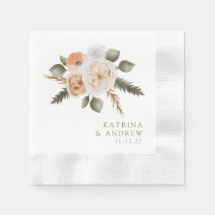 Serviette En Papier Aquarelle Floral Mariage Cocktail Napkins