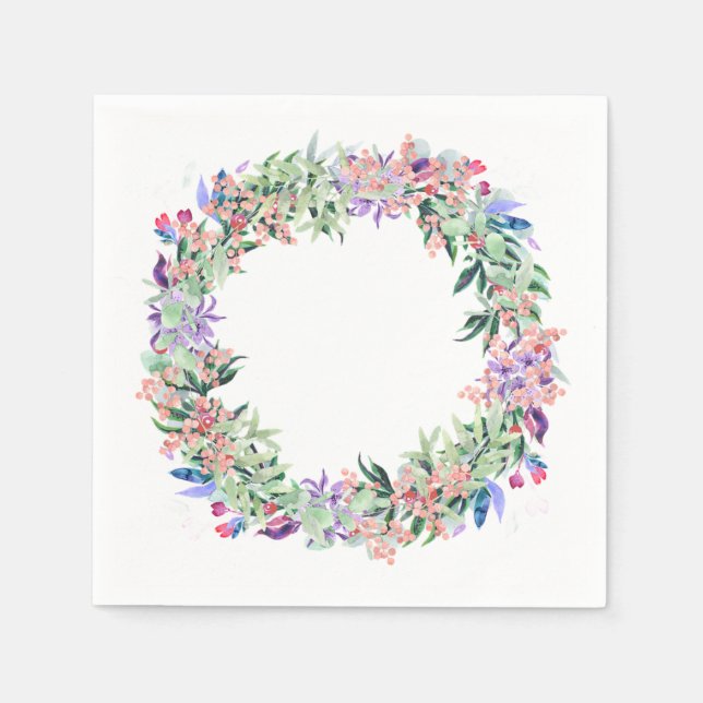 Serviette En Papier Aquarelle Floral Wreath Papier serviettes (Devant)