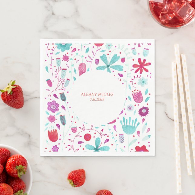 Serviette En Papier Aquarelle florale (En situation)