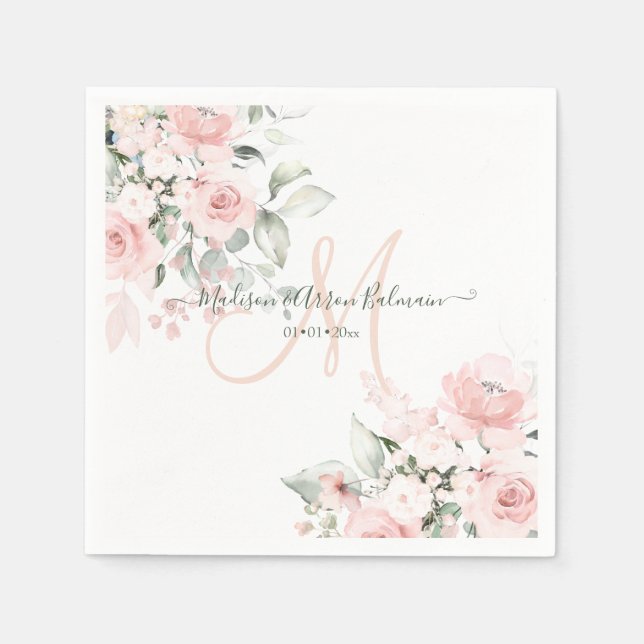 Serviette En Papier Aquarelle florale de brillance délicate (Devant)