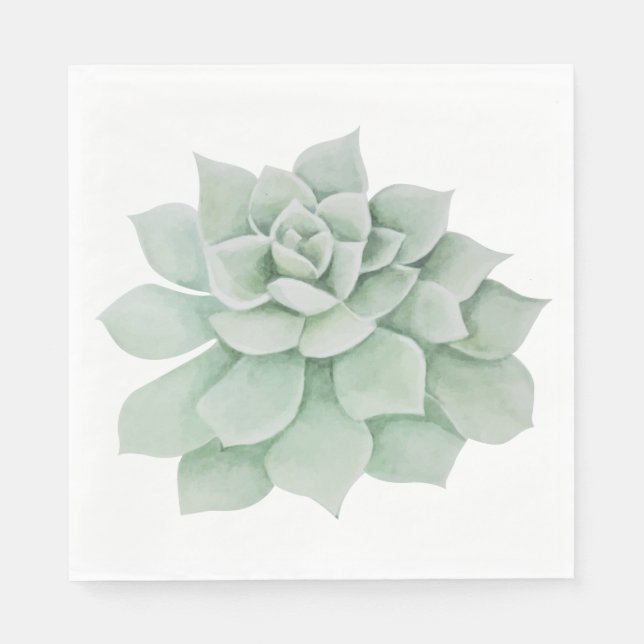 Serviette En Papier Aquarelle florale Mint Vert Cactus Succulent (Devant)