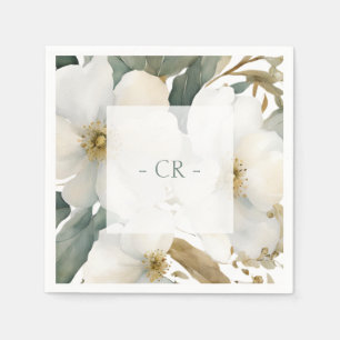 Serviette En Papier Aquarelle florale Revêtement et initiales
