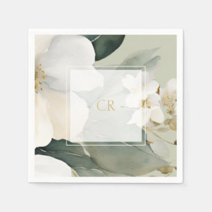 Serviette En Papier Aquarelle florale Revêtement et initiales