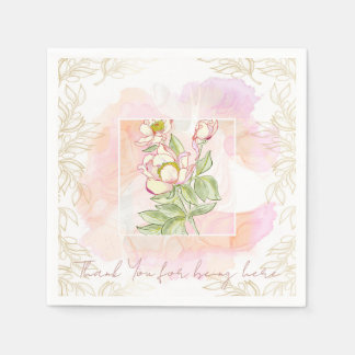Serviette En Papier Aquarelle Florale Rose Bohème