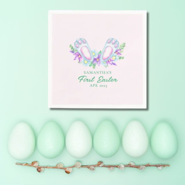 Serviette En Papier Aquarelle Flore lapin Pieds Papier de Pâques Napki (Créateur téléchargé)