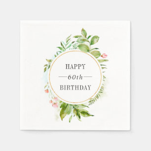 Serviette En Papier Aquarelle Foliage vert sauvage Texte personnalisé