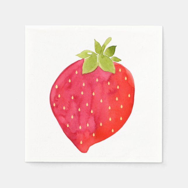 Serviette En Papier Aquarelle fraise (Devant)