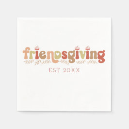 Serviette En Papier Aquarelle Friendsgiving Dîner Thanksgiving