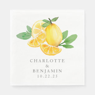 Serviette En Papier Aquarelle Fruit citron Mariage personnalisé